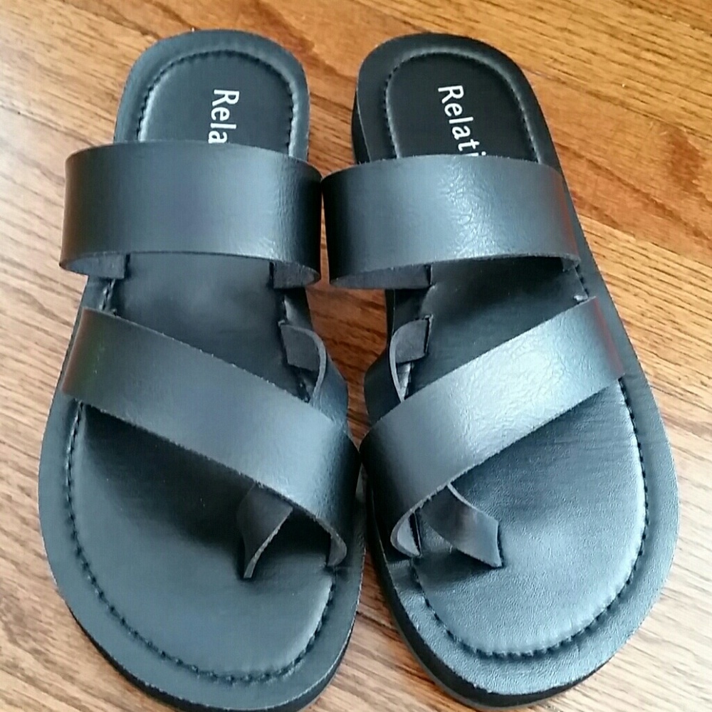 Relativity Black Strappy Sandals - Size 6